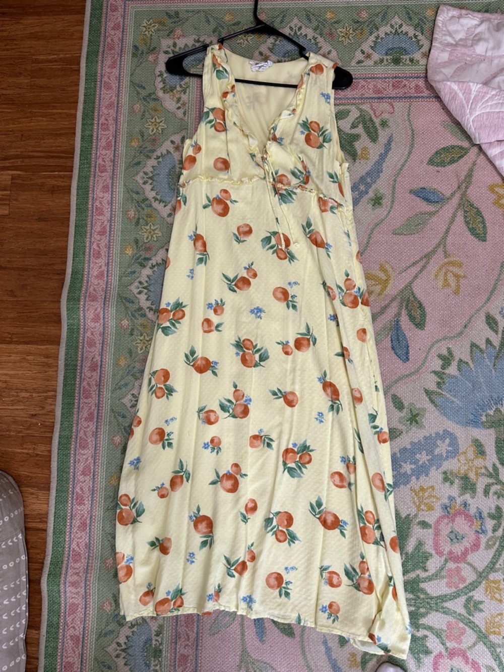 Sleeveless Yellow Peach-Print Maxi Dress- bump friendly worth collective